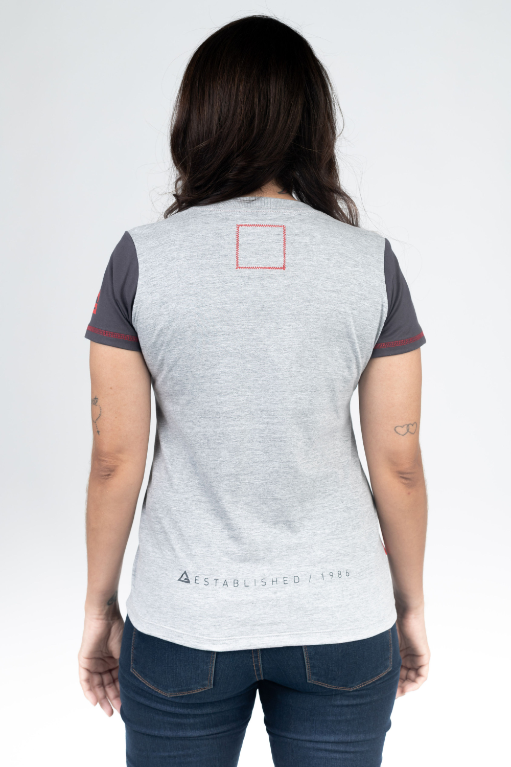 Camiseta Feminina Colorblock - Cinza