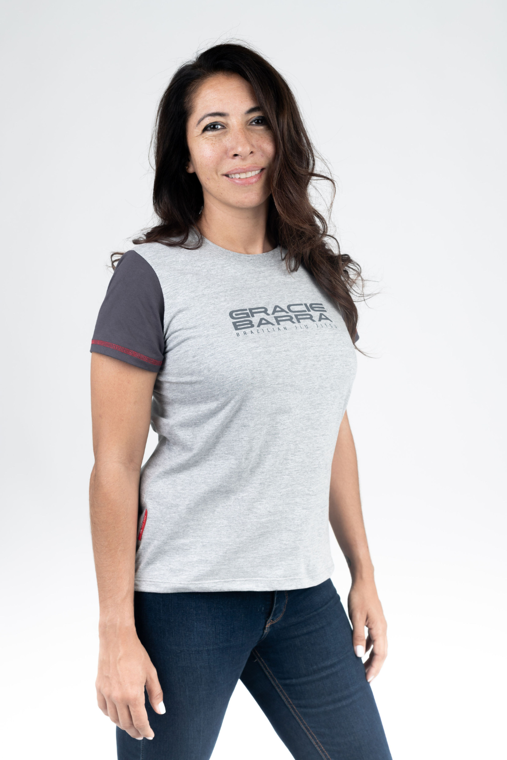 Camiseta Feminina Colorblock - Cinza