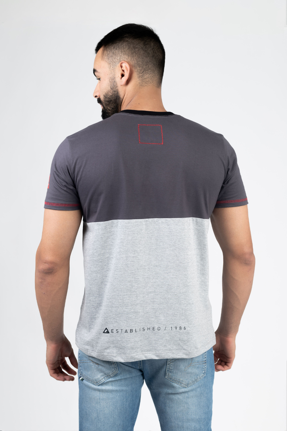 Camiseta Colorblock - Cinza