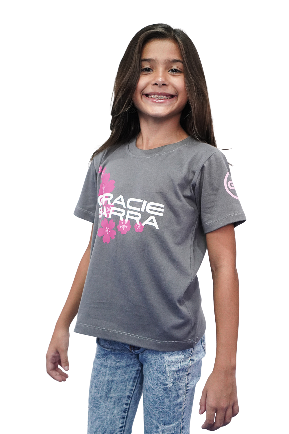 Camiseta Infantil Feminina GB Sakura - Cinza