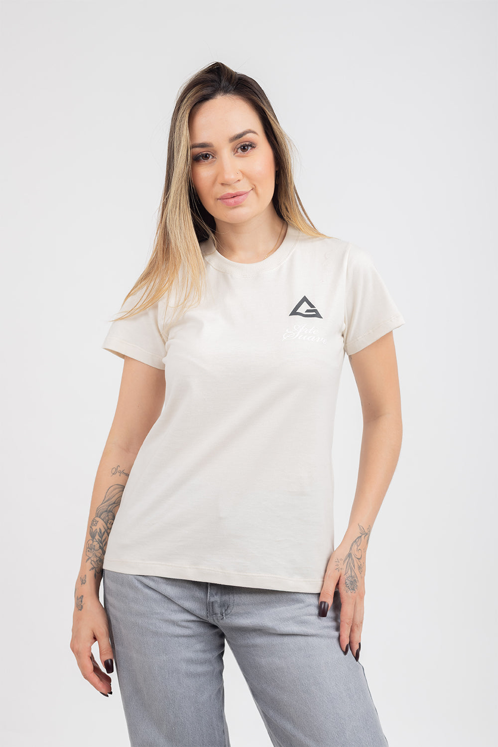 Camiseta Arte Suave V3 Feminina - Bege