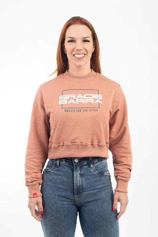 Casaco Cropped Feminino GB Stacked - Marrom Claro